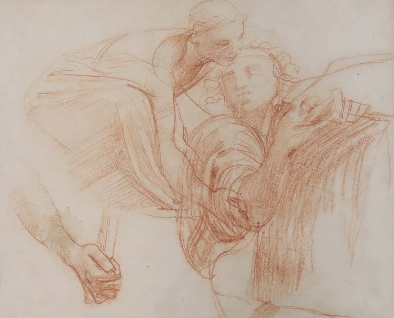 Alfred George Stevens (1817-1875), sanguine chalk, Figural study, 30 x 24cm